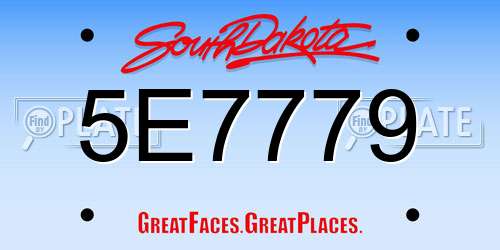 5E7779 South Dakota License Plate