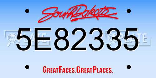 5E82335 South Dakota License Plate
