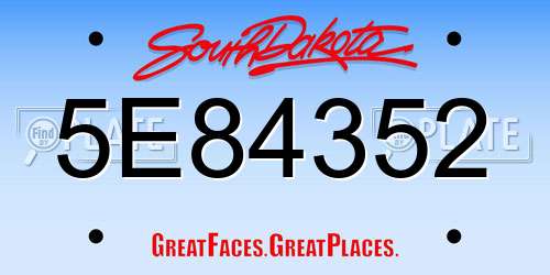 5E84352 South Dakota License Plate
