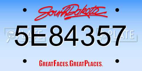 5E84357 South Dakota License Plate