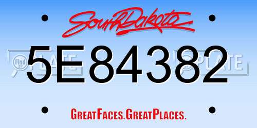 5E84382 South Dakota License Plate