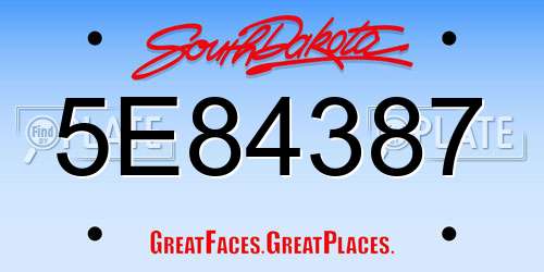 5E84387 South Dakota License Plate