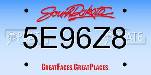 5E96Z8 South Dakota License Plate