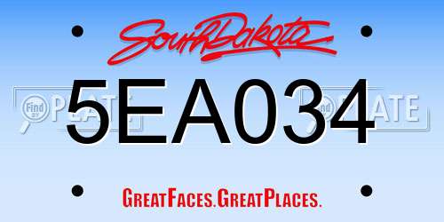 5EA034 South Dakota License Plate