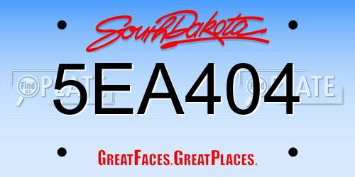 5EA404 South Dakota License Plate