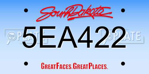 5EA422 South Dakota License Plate