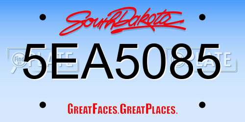 5EA5085 South Dakota License Plate