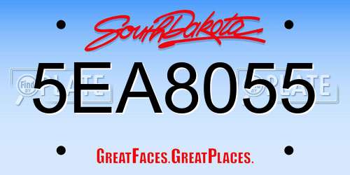 5EA8055 South Dakota License Plate