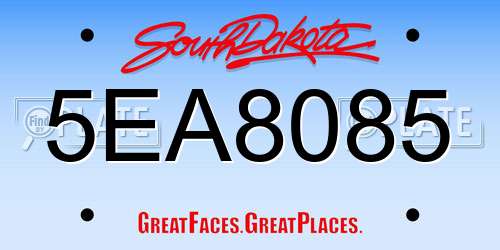 5EA8085 South Dakota License Plate