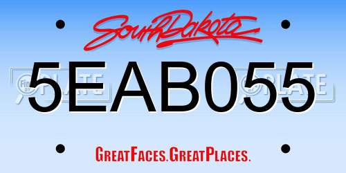 5EAB055 South Dakota License Plate