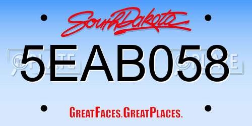 5EAB058 South Dakota License Plate