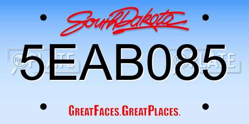 5EAB085 South Dakota License Plate