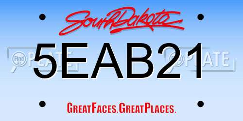 5EAB21 South Dakota License Plate