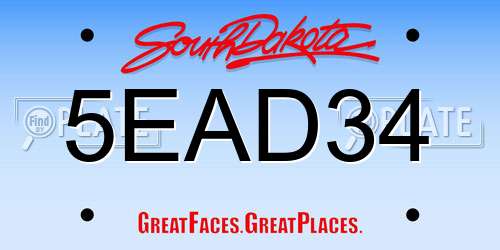 5EAD34 South Dakota License Plate