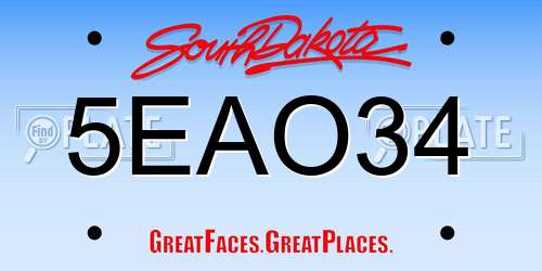 5EAO34 South Dakota License Plate