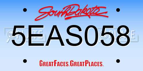 5EAS058 South Dakota License Plate