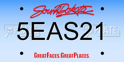 5EAS21 South Dakota License Plate