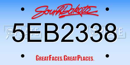 5EB2338 South Dakota License Plate