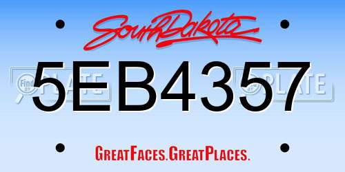 5EB4357 South Dakota License Plate