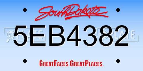5EB4382 South Dakota License Plate
