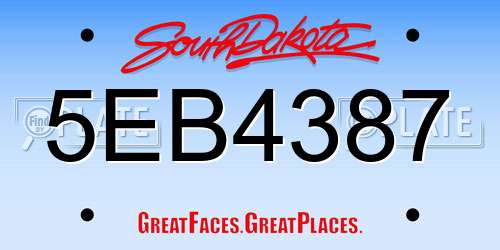 5EB4387 South Dakota License Plate