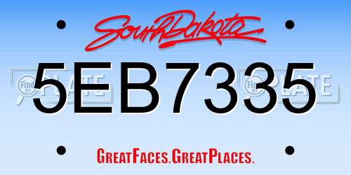 5EB7335 South Dakota License Plate
