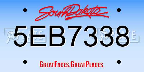 5EB7338 South Dakota License Plate