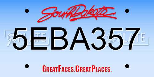 5EBA357 South Dakota License Plate