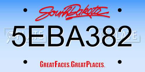 5EBA382 South Dakota License Plate