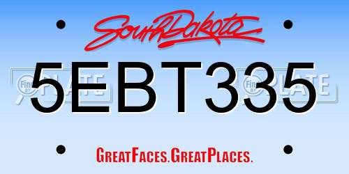5EBT335 South Dakota License Plate