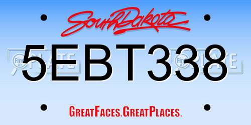 5EBT338 South Dakota License Plate