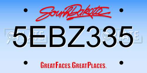 5EBZ335 South Dakota License Plate