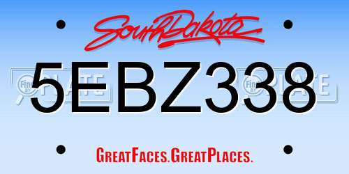 5EBZ338 South Dakota License Plate