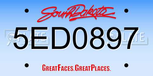 5ED0897 South Dakota License Plate