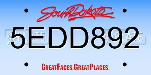 5EDD892 South Dakota License Plate
