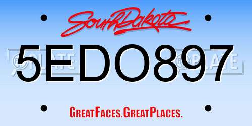 5EDO897 South Dakota License Plate