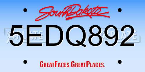5EDQ892 South Dakota License Plate