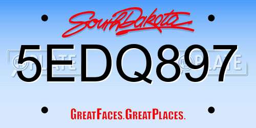 5EDQ897 South Dakota License Plate