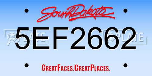 5EF2662 South Dakota License Plate