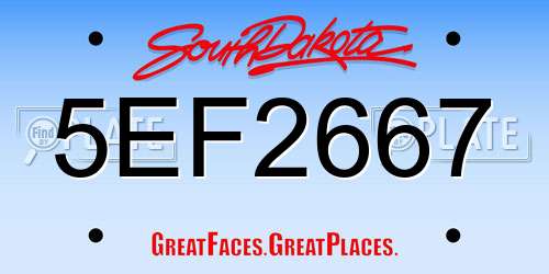 5EF2667 South Dakota License Plate