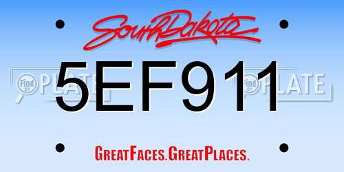 5EF911 South Dakota License Plate