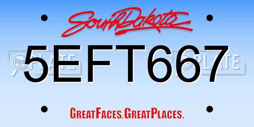 5EFT667 South Dakota License Plate