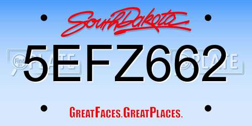 5EFZ662 South Dakota License Plate