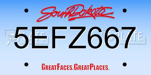 5EFZ667 South Dakota License Plate
