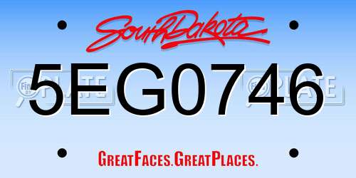 5EG0746 South Dakota License Plate