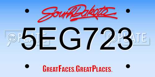5EG723 South Dakota License Plate