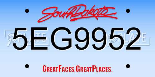 5EG9952 South Dakota License Plate
