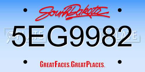 5EG9982 South Dakota License Plate