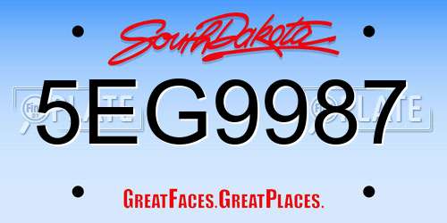 5EG9987 South Dakota License Plate