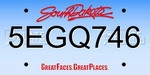 5EGQ746 South Dakota License Plate